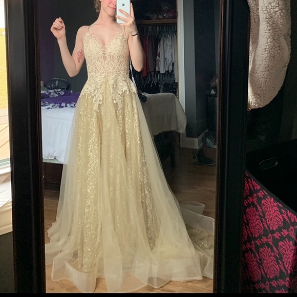Dresses Gautier Gold Sparkle Prom Dress Poshmark